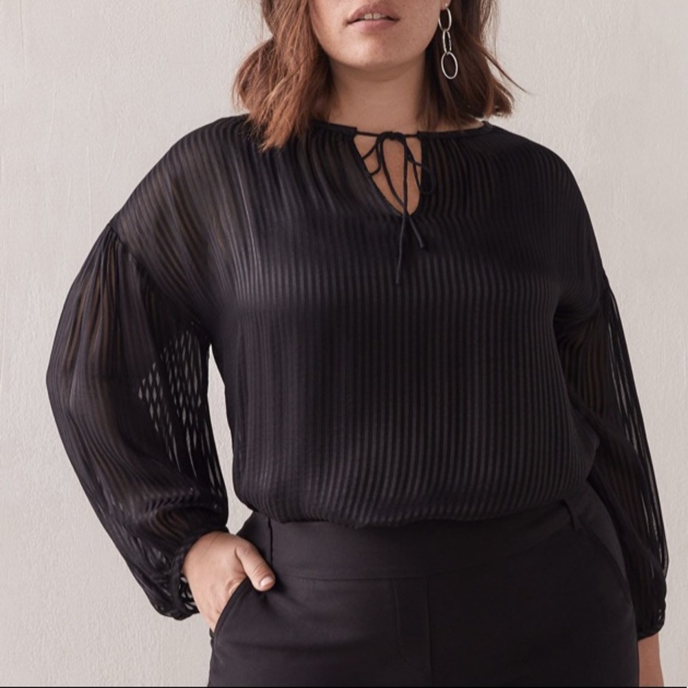 Black Balloon Sleeve Blouse - Addition Elle
- 2X